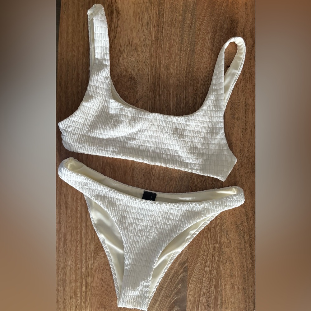 Triangl Swimwear White Ribbed Bikini
